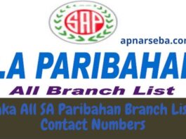 Dhaka All SA Paribahan Branch List & Contact Numbers